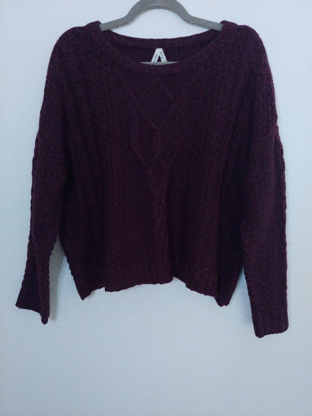 Mudd Plum Purple Cable Knit Cropped Sweater
